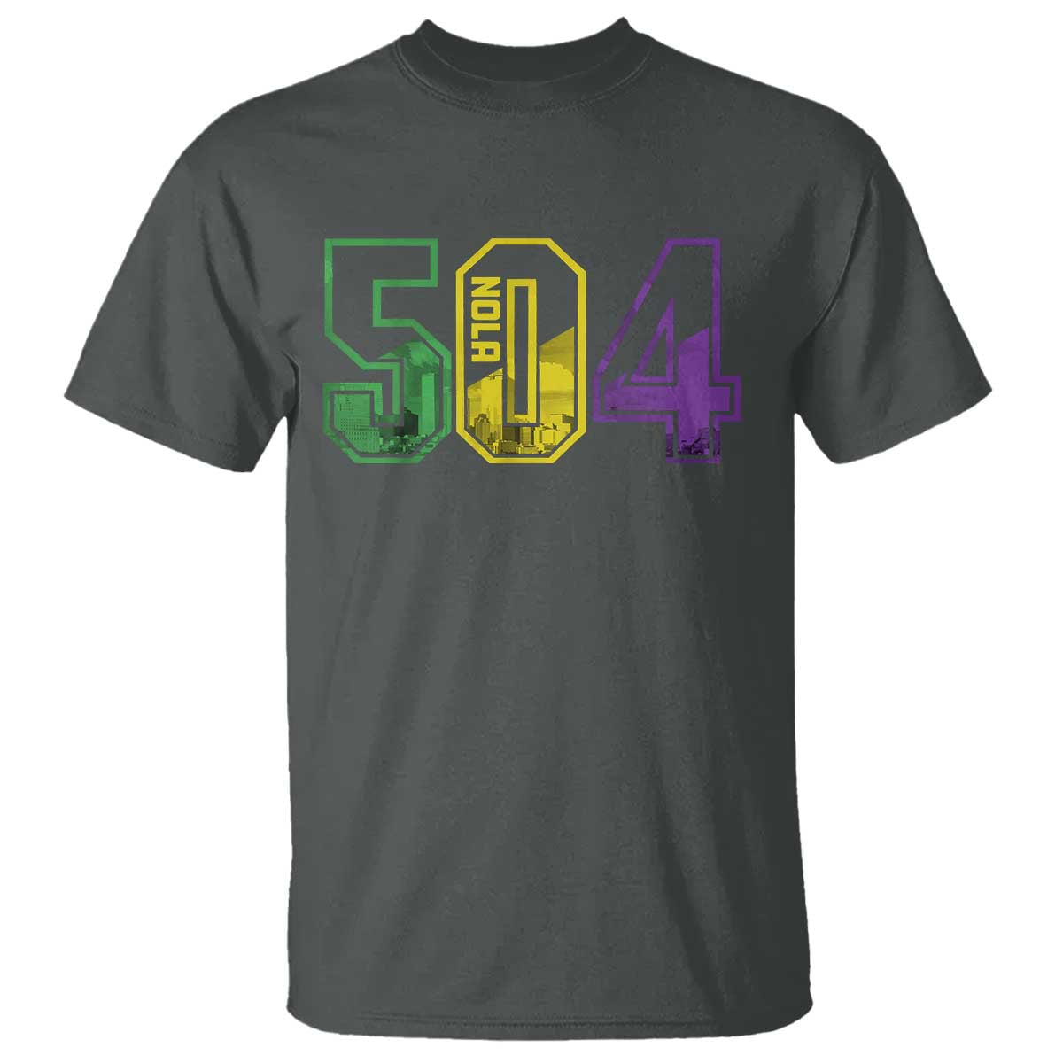 Mardi Gras 504 Nola New Orleans Louisiana LA T Shirt TS11 Dark Heather Print Your Wear