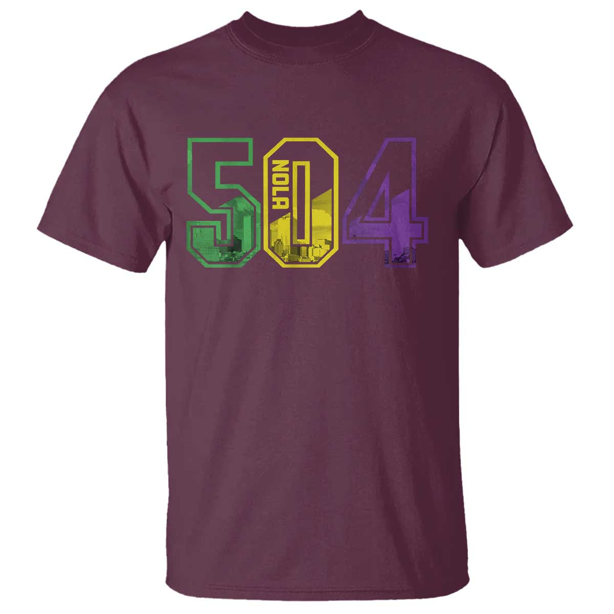 Mardi Gras 504 Nola New Orleans Louisiana LA T Shirt TS11 Maroon Print Your Wear