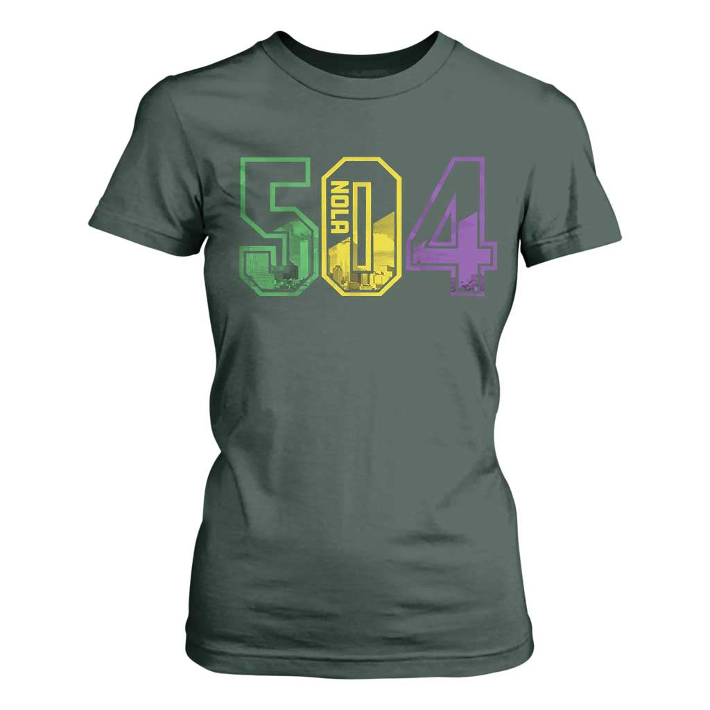 Mardi Gras 504 Nola New Orleans Louisiana LA T Shirt For Women TS11 Dark Forest Green Print Your Wear