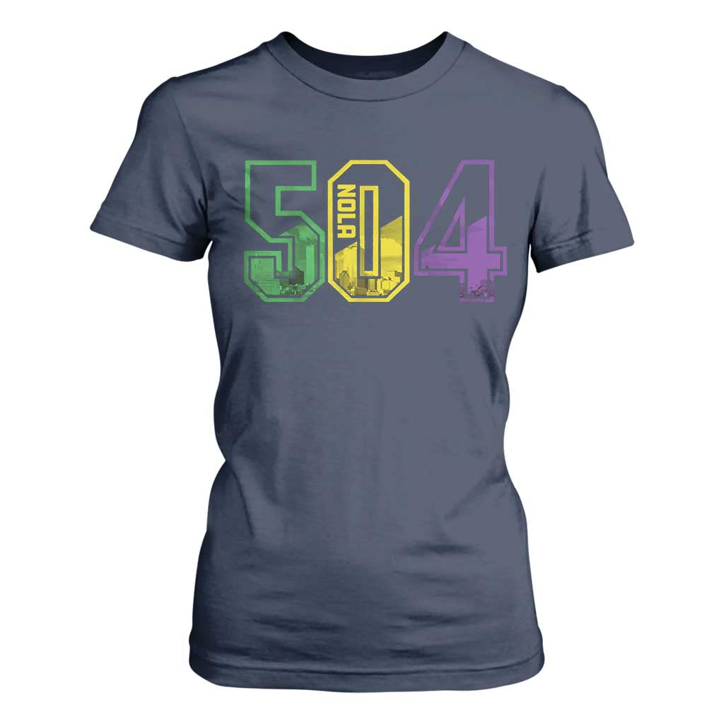 Mardi Gras 504 Nola New Orleans Louisiana LA T Shirt For Women TS11 Navy Print Your Wear