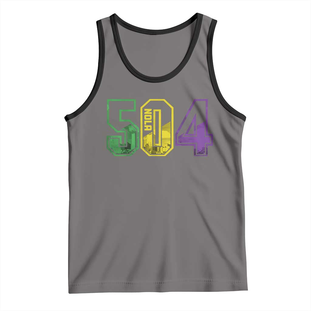 Mardi Gras 504 Nola New Orleans Louisiana LA Tank Top TS11 Deep Heather Black Print Your Wear
