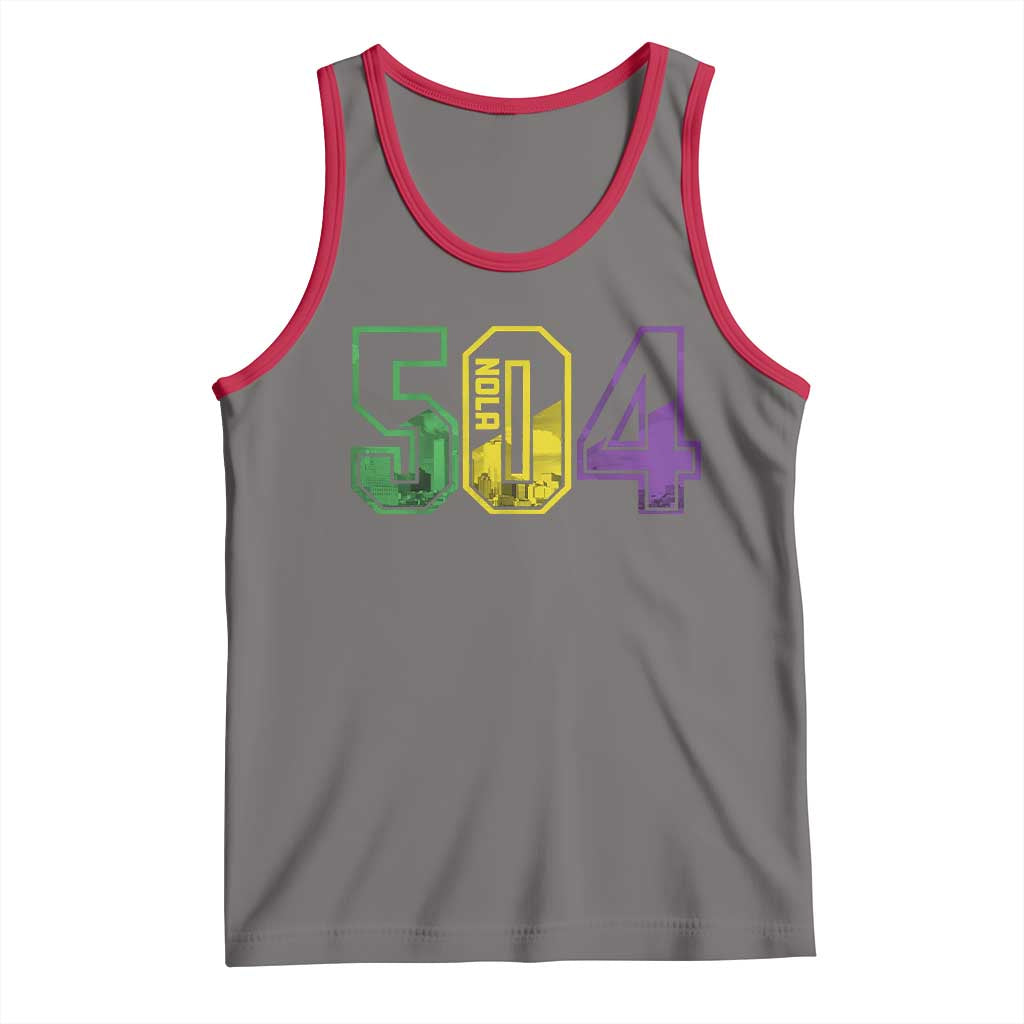 Mardi Gras 504 Nola New Orleans Louisiana LA Tank Top TS11 Deep Heather Red Print Your Wear