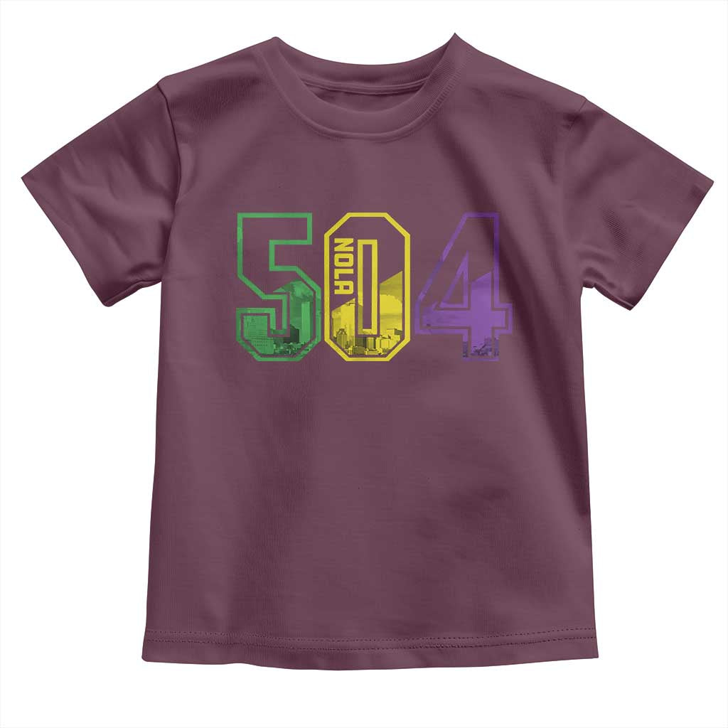 Mardi Gras 504 Nola New Orleans Louisiana LA Toddler T Shirt TS11 Maroon Print Your Wear