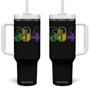 Mardi Gras 504 Nola New Orleans Louisiana LA Tumbler With Handle TS11 One Size: 40 oz Black Print Your Wear