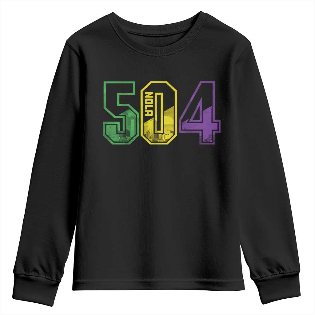 Mardi Gras 504 Nola New Orleans Louisiana LA Youth Sweatshirt TS11 Black Print Your Wear