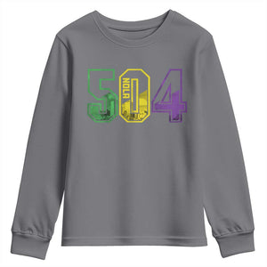 Mardi Gras 504 Nola New Orleans Louisiana LA Youth Sweatshirt TS11 Charcoal Print Your Wear