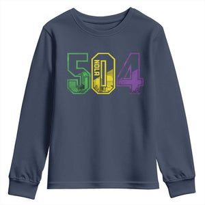 Mardi Gras 504 Nola New Orleans Louisiana LA Youth Sweatshirt TS11 Navy Print Your Wear