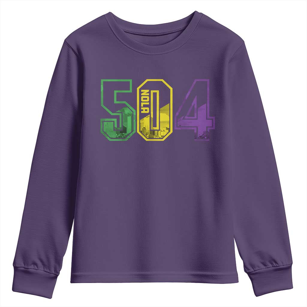 Mardi Gras 504 Nola New Orleans Louisiana LA Youth Sweatshirt TS11 Purple Print Your Wear