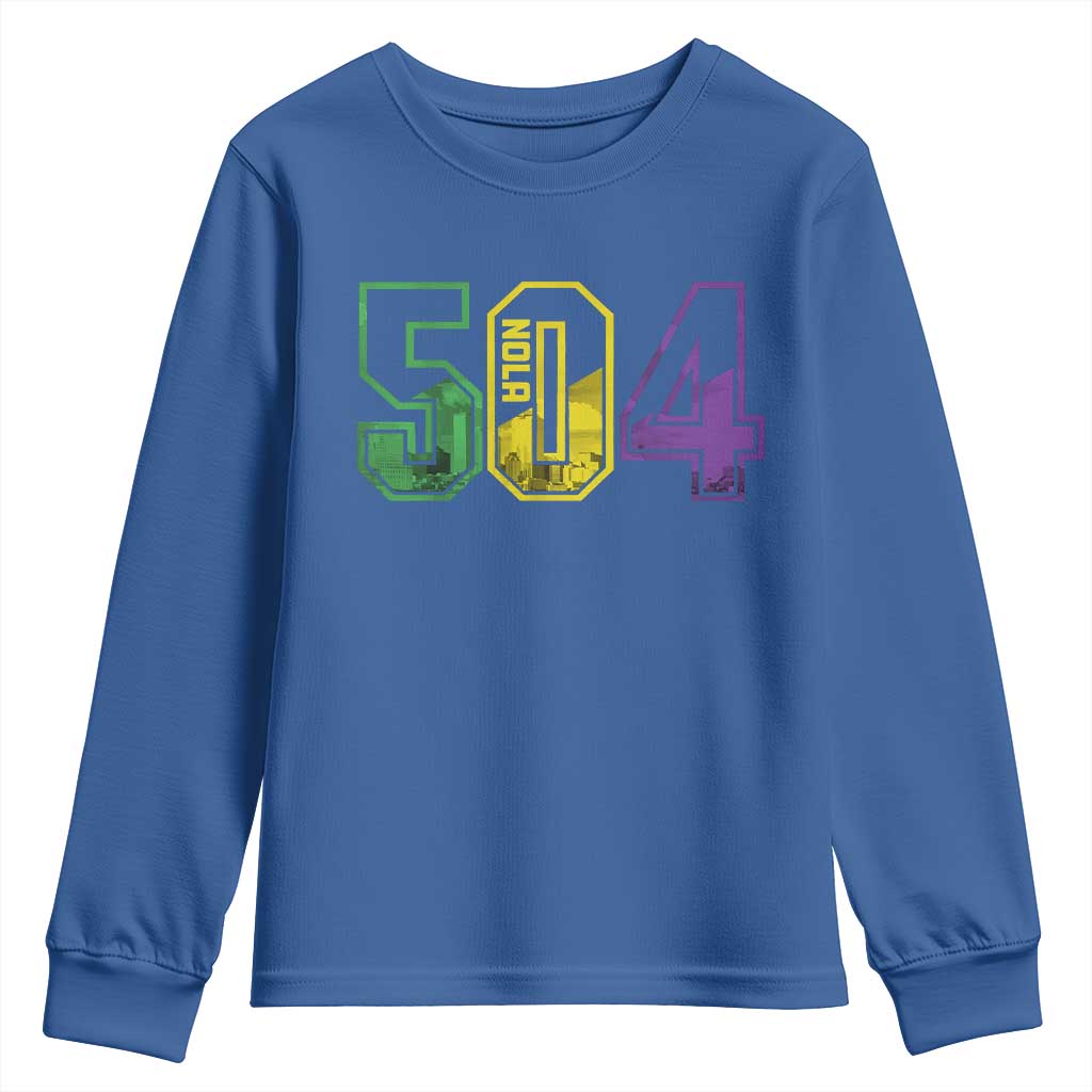 Mardi Gras 504 Nola New Orleans Louisiana LA Youth Sweatshirt TS11 Royal Blue Print Your Wear