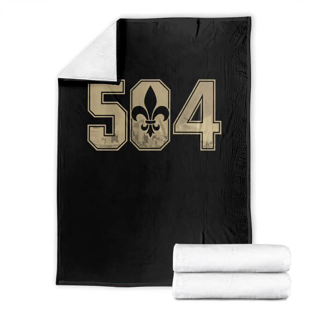 504 Nola New Orleans Louisiana LA Throw Blanket Fleur De Lis TS11 Black Print Your Wear