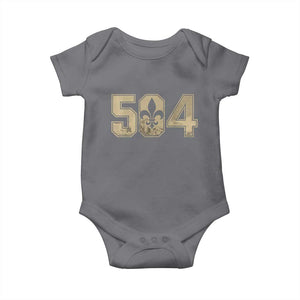 504 Nola New Orleans Louisiana LA Baby Onesie Fleur De Lis TS11 Charcoal Print Your Wear