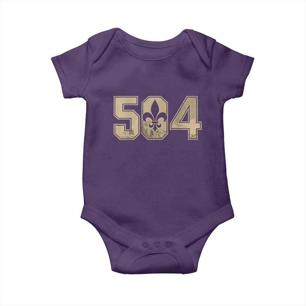 504 Nola New Orleans Louisiana LA Baby Onesie Fleur De Lis TS11 Purple Print Your Wear