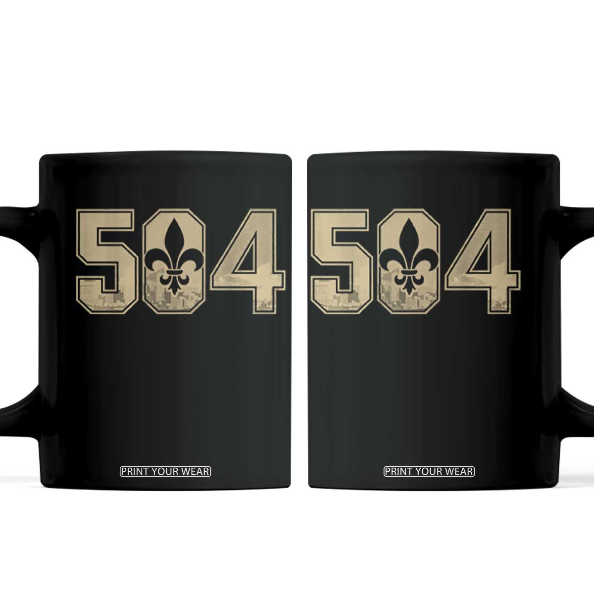 504 Nola New Orleans Louisiana LA Coffee Mug Fleur De Lis TS11 Black Print Your Wear