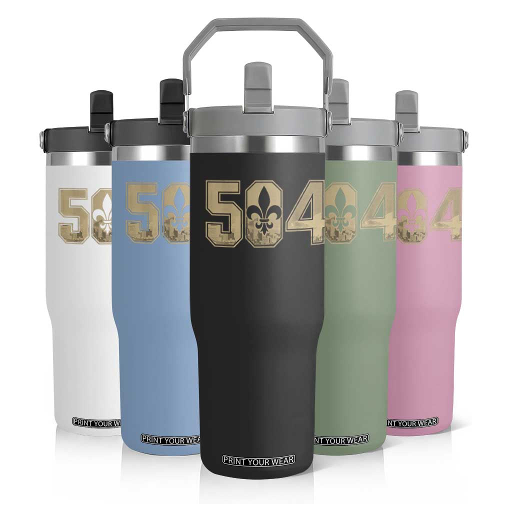 504 Nola New Orleans Louisiana LA Flip Straw Tumbler Fleur De Lis TS11 Print Your Wear