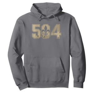 504 Nola New Orleans Louisiana LA Hoodie Fleur De Lis TS11 Charcoal Print Your Wear