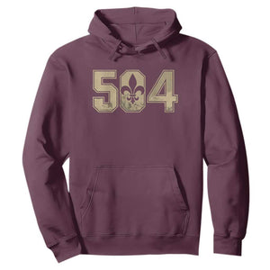 504 Nola New Orleans Louisiana LA Hoodie Fleur De Lis TS11 Maroon Print Your Wear