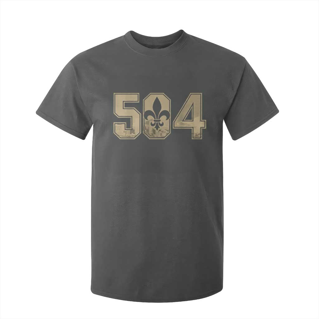504 Nola New Orleans Louisiana LA T Shirt For Kid Fleur De Lis TS11 Dark Heather Print Your Wear