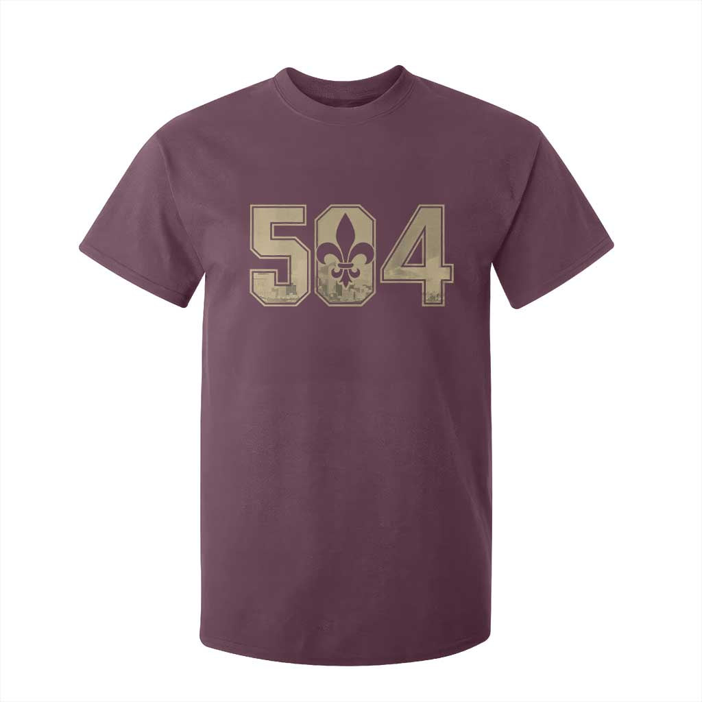 504 Nola New Orleans Louisiana LA T Shirt For Kid Fleur De Lis TS11 Maroon Print Your Wear