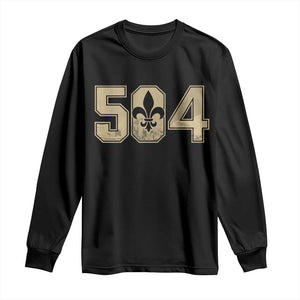 504 Nola New Orleans Louisiana LA Long Sleeve Shirt Fleur De Lis TS11 Black Print Your Wear