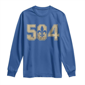 504 Nola New Orleans Louisiana LA Long Sleeve Shirt Fleur De Lis TS11 Royal Blue Print Your Wear