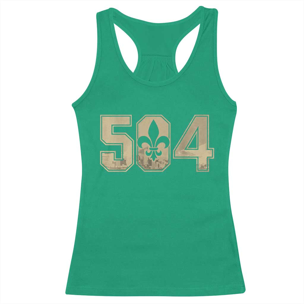 504 Nola New Orleans Louisiana LA Racerback Tank Top Fleur De Lis TS11 Irish Green Print Your Wear