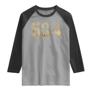 504 Nola New Orleans Louisiana LA Raglan Shirt Fleur De Lis TS11 Sport Gray Black Print Your Wear