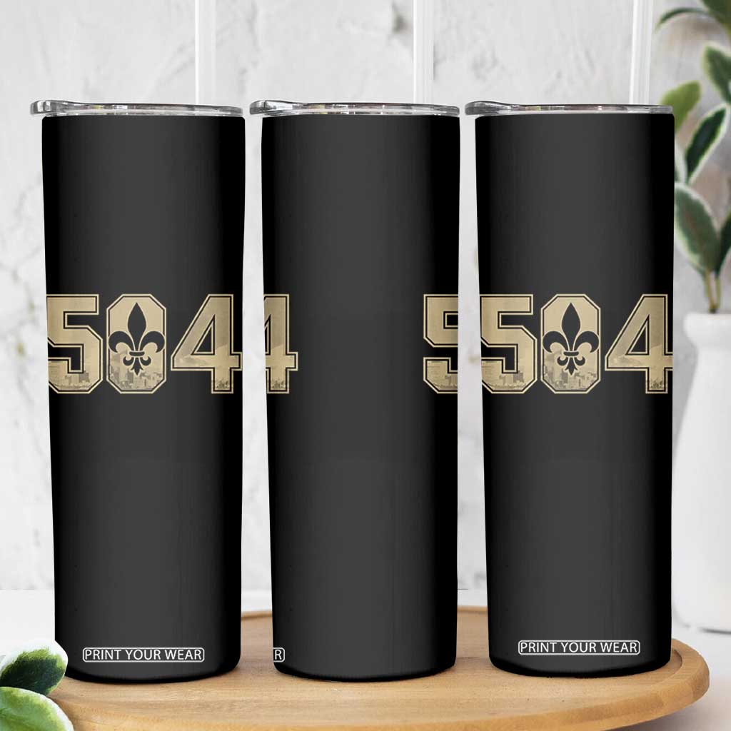 504 Nola New Orleans Louisiana LA Skinny Tumbler Fleur De Lis TS11 Print Your Wear