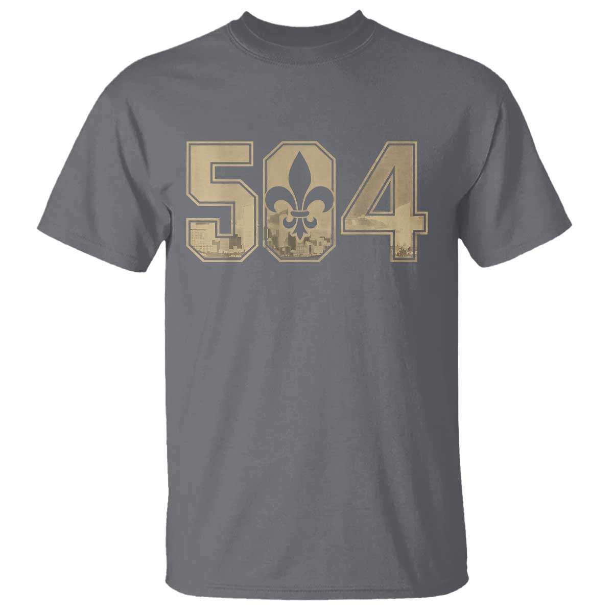 504 Nola New Orleans Louisiana LA T Shirt Fleur De Lis TS11 Charcoal Print Your Wear