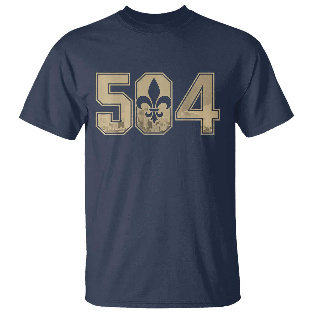 504 Nola New Orleans Louisiana LA T Shirt Fleur De Lis TS11 Navy Print Your Wear