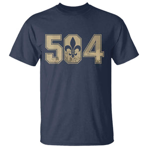 504 Nola New Orleans Louisiana LA T Shirt Fleur De Lis TS11 Navy Print Your Wear