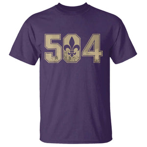 504 Nola New Orleans Louisiana LA T Shirt Fleur De Lis TS11 Purple Print Your Wear