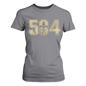 504 Nola New Orleans Louisiana LA T Shirt For Women Fleur De Lis TS11 Charcoal Print Your Wear