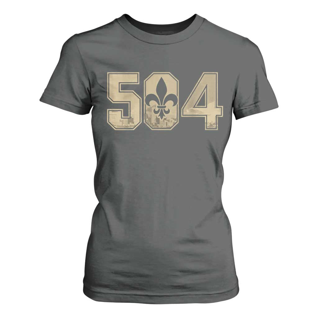 504 Nola New Orleans Louisiana LA T Shirt For Women Fleur De Lis TS11 Dark Heather Print Your Wear