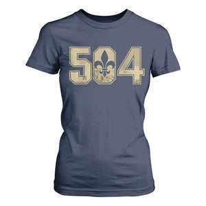 504 Nola New Orleans Louisiana LA T Shirt For Women Fleur De Lis TS11 Navy Print Your Wear
