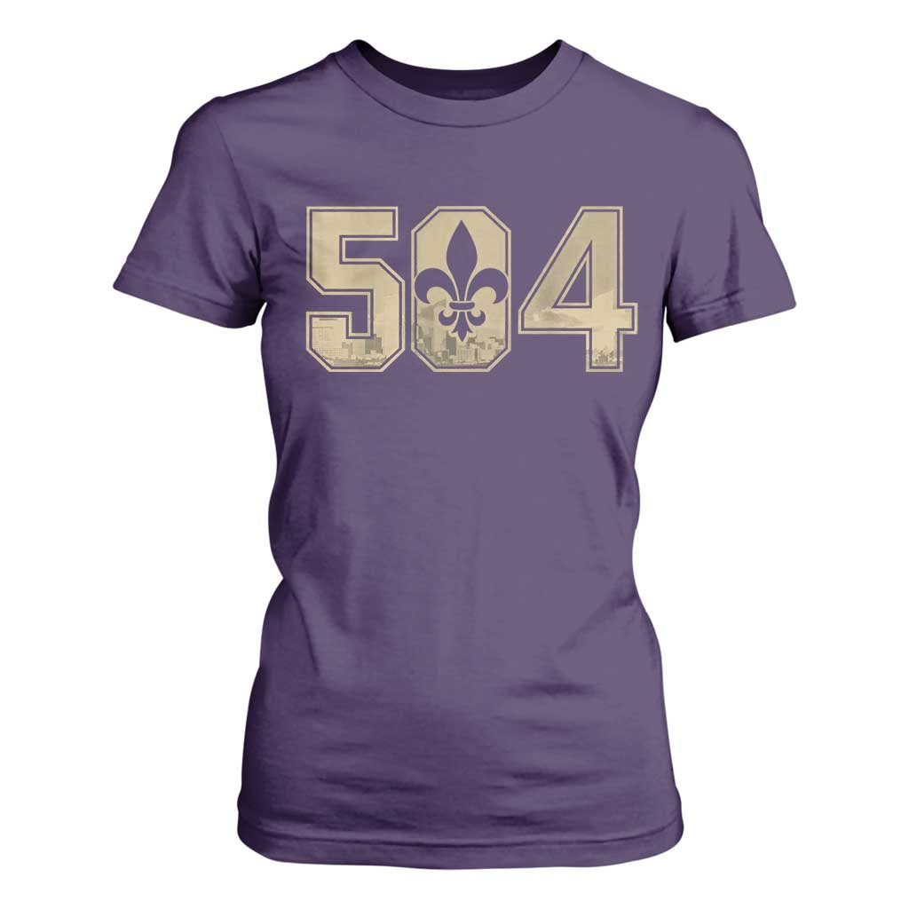 504 Nola New Orleans Louisiana LA T Shirt For Women Fleur De Lis TS11 Purple Print Your Wear