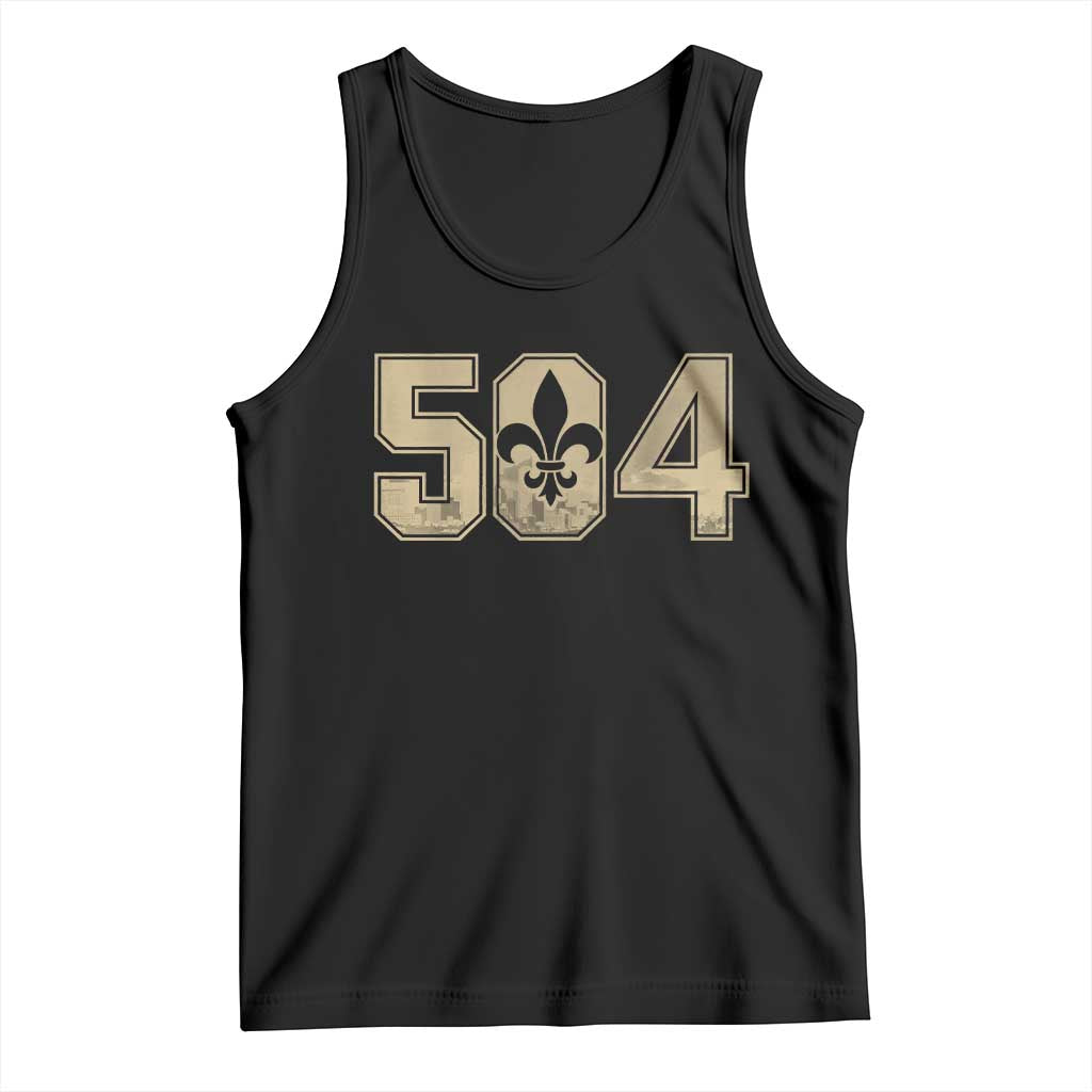 504 Nola New Orleans Louisiana LA Tank Top Fleur De Lis TS11 Black Print Your Wear