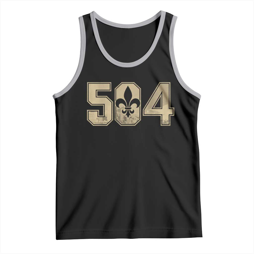 504 Nola New Orleans Louisiana LA Tank Top Fleur De Lis TS11 Black Athletic Heather Print Your Wear