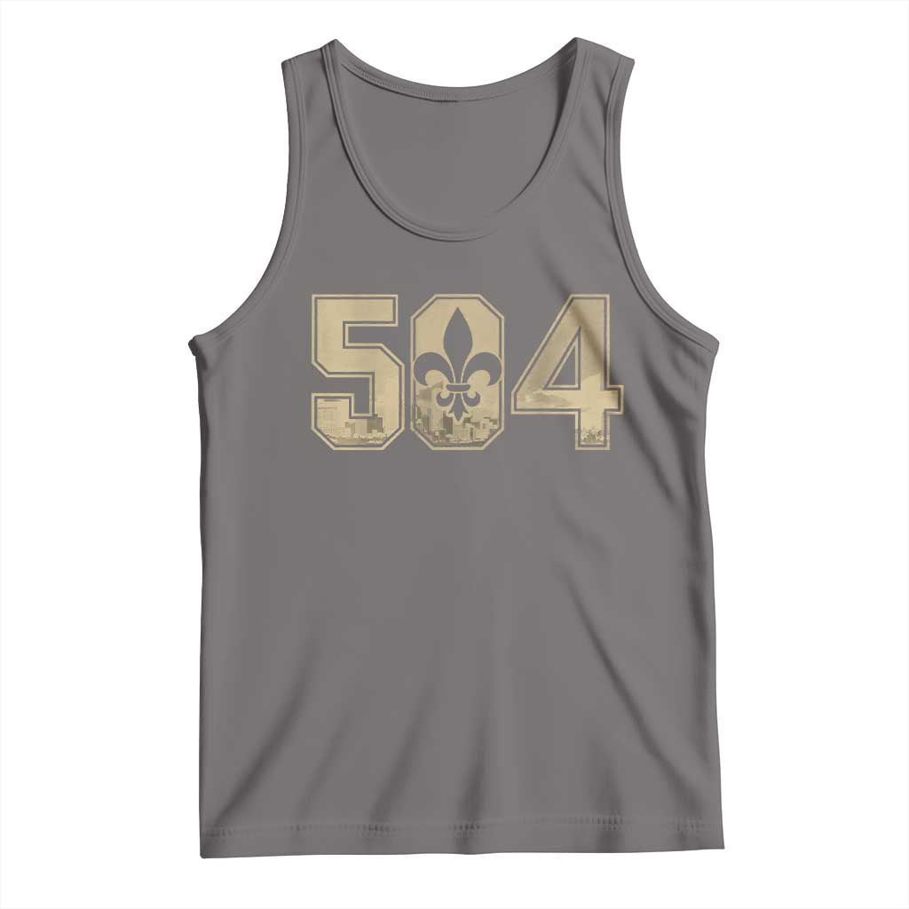504 Nola New Orleans Louisiana LA Tank Top Fleur De Lis TS11 Deep Heather Print Your Wear