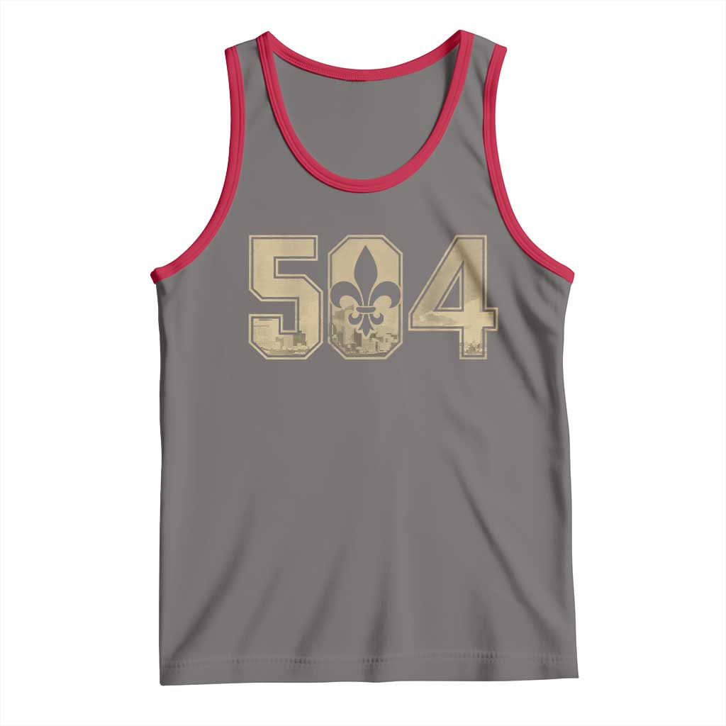 504 Nola New Orleans Louisiana LA Tank Top Fleur De Lis TS11 Deep Heather Red Print Your Wear