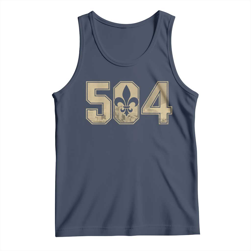 504 Nola New Orleans Louisiana LA Tank Top Fleur De Lis TS11 Navy Print Your Wear