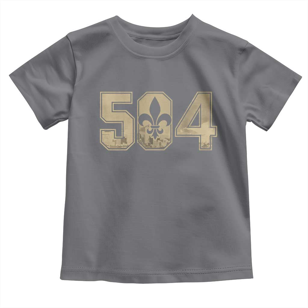 504 Nola New Orleans Louisiana LA Toddler T Shirt Fleur De Lis TS11 Charcoal Print Your Wear