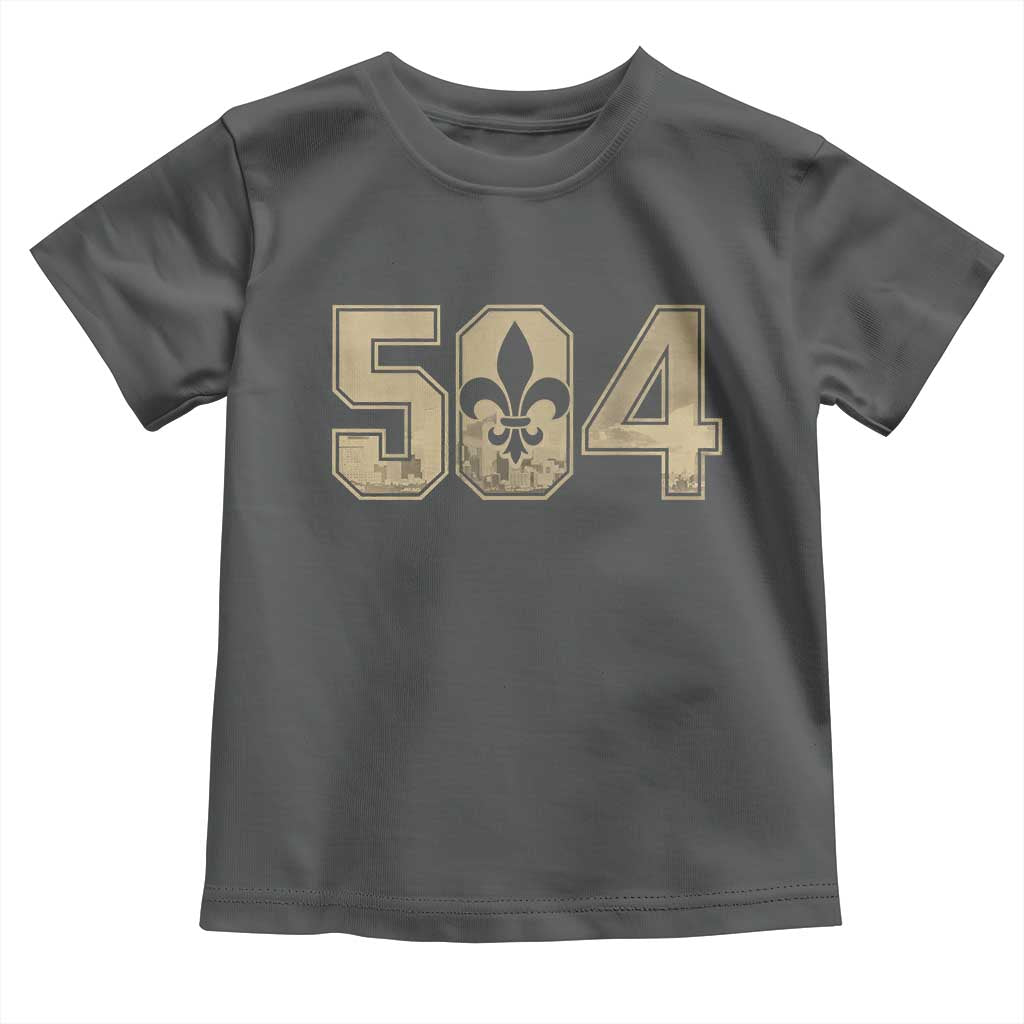 504 Nola New Orleans Louisiana LA Toddler T Shirt Fleur De Lis TS11 Dark Heather Print Your Wear