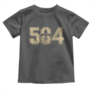504 Nola New Orleans Louisiana LA Toddler T Shirt Fleur De Lis TS11 Dark Heather Print Your Wear
