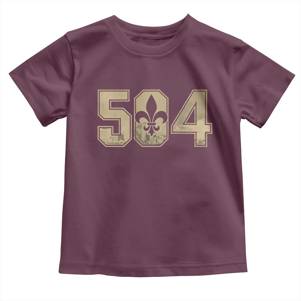 504 Nola New Orleans Louisiana LA Toddler T Shirt Fleur De Lis TS11 Maroon Print Your Wear