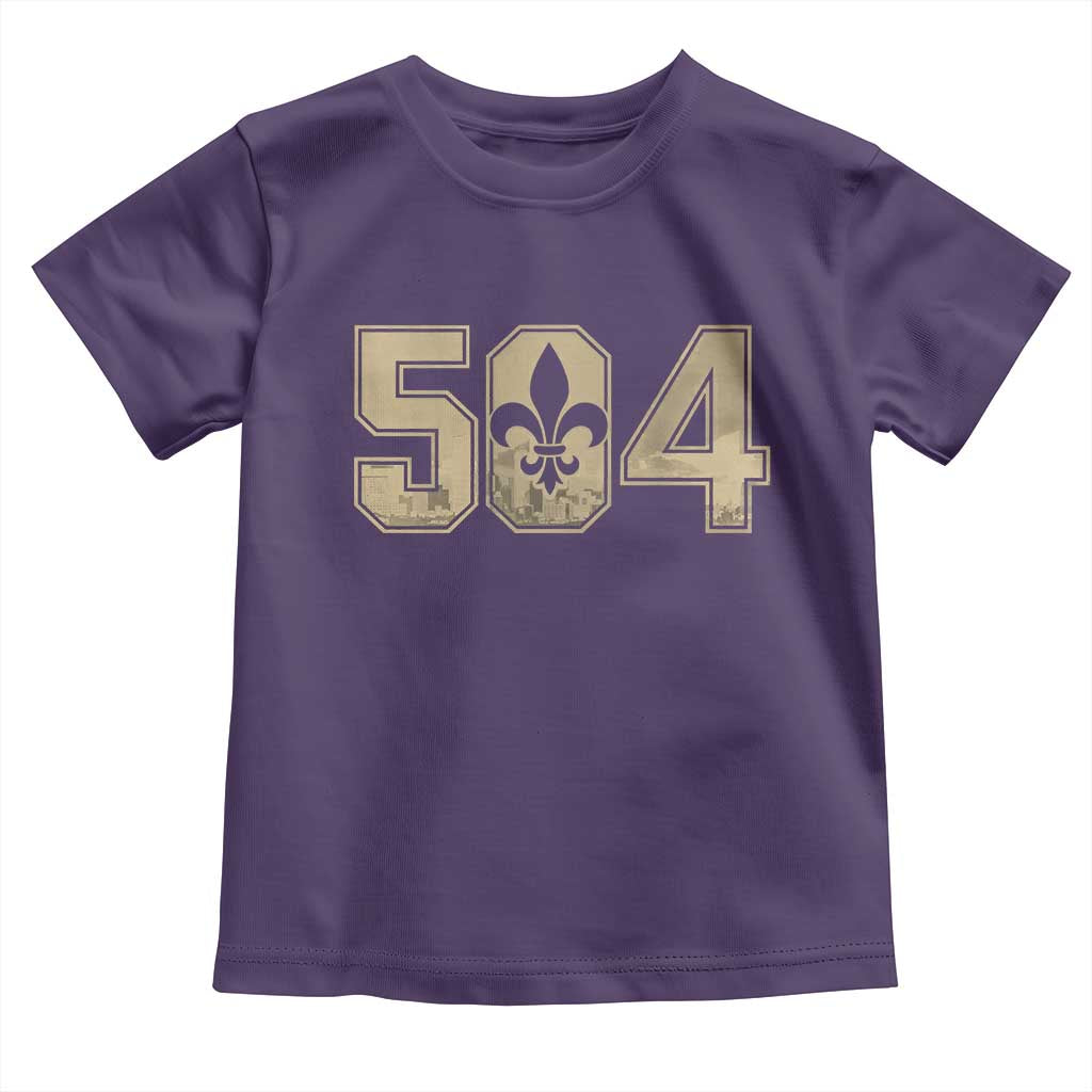 504 Nola New Orleans Louisiana LA Toddler T Shirt Fleur De Lis TS11 Purple Print Your Wear