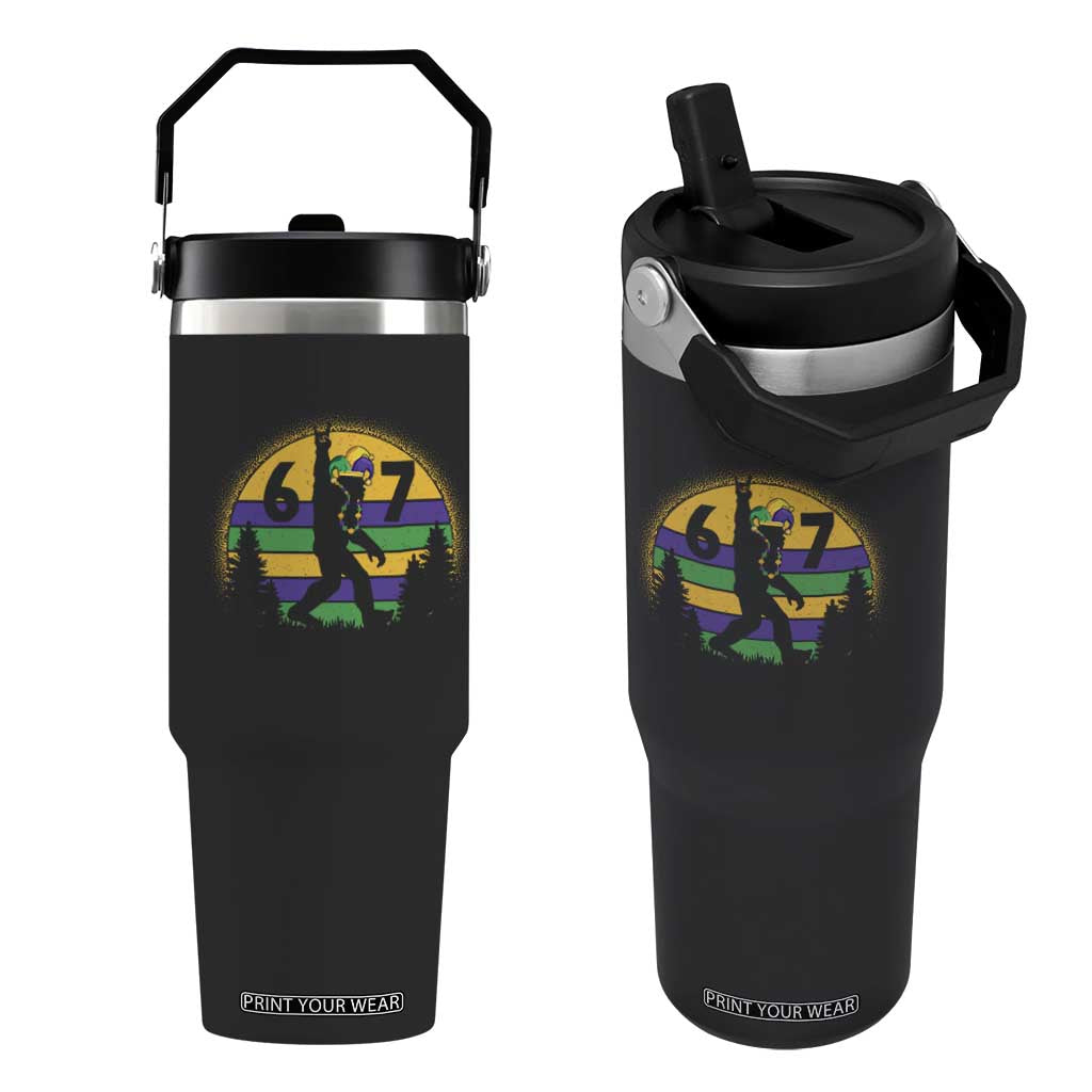 Funny Bigfoot 67 Mardi Gras Flip Straw Tumbler Sasquatch Parade Jester Hat TS11 One Size: 30 oz Black Print Your Wear