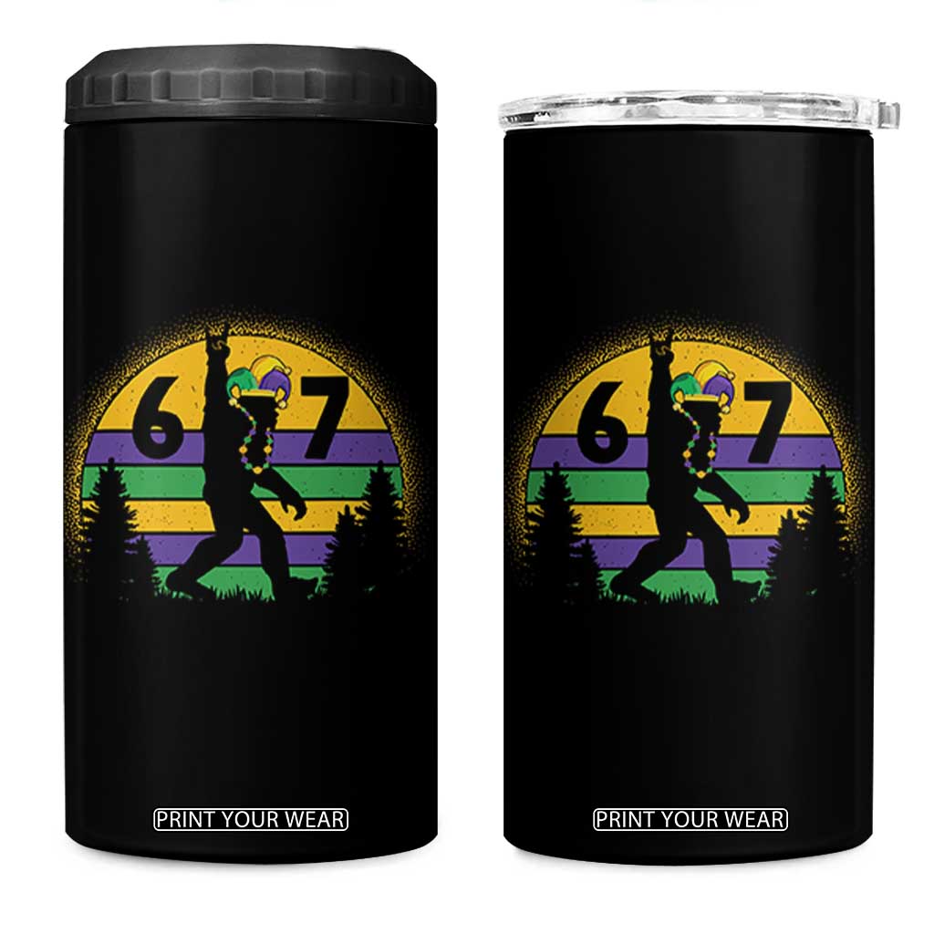 Funny Bigfoot 67 Mardi Gras 4 in 1 Can Cooler Tumbler Sasquatch Parade Jester Hat TS11 One Size: 16 oz Black Print Your Wear
