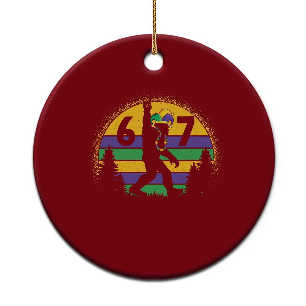 Funny Bigfoot 67 Mardi Gras Ceramic Ornament Sasquatch Parade Jester Hat TS11 1pc Red Print Your Wear