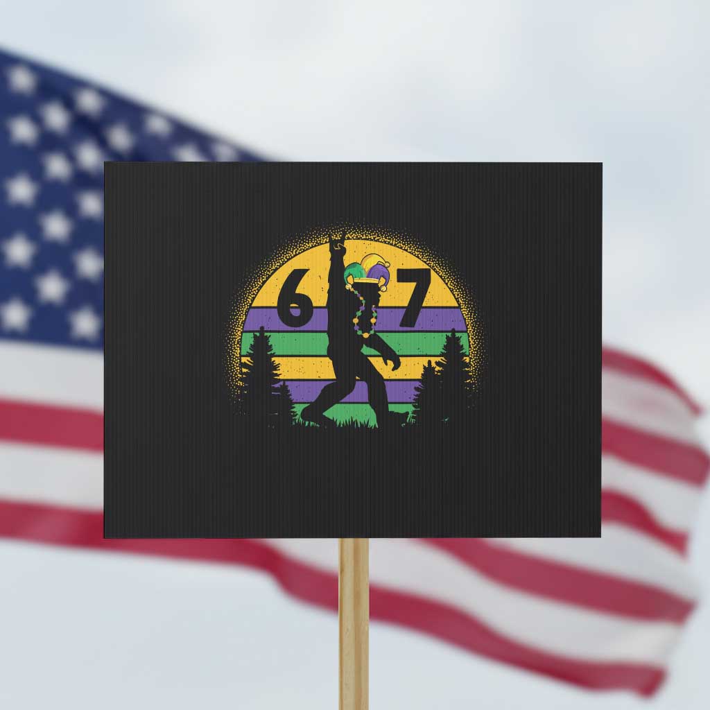 Funny Bigfoot 67 Mardi Gras Protest Sign Sasquatch Parade Jester Hat TS11 Horizontal 18