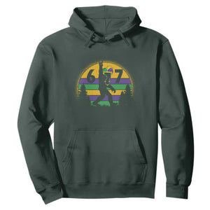 Funny Bigfoot 67 Mardi Gras Hoodie Sasquatch Parade Jester Hat TS11 Dark Forest Green Print Your Wear